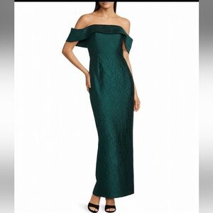 Anika Off-The-Shoulder Sleeveless Jacquard Maxi
Gown